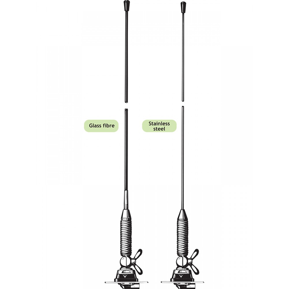 MH 2-BZR Stainless Steel Whip BLACK 144-175MHz